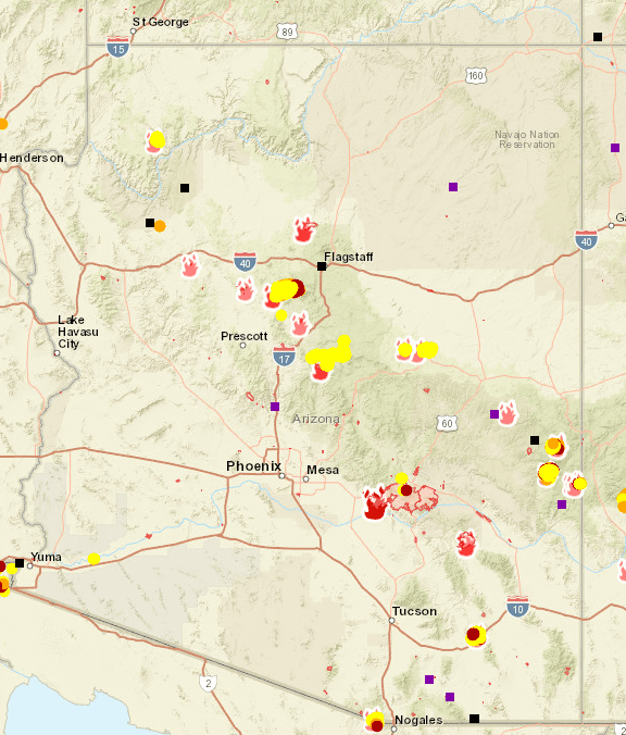 Arizona Wildfires as of June 23, 2021