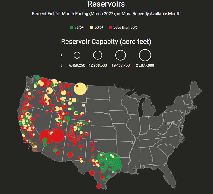 Reservoir capacities map