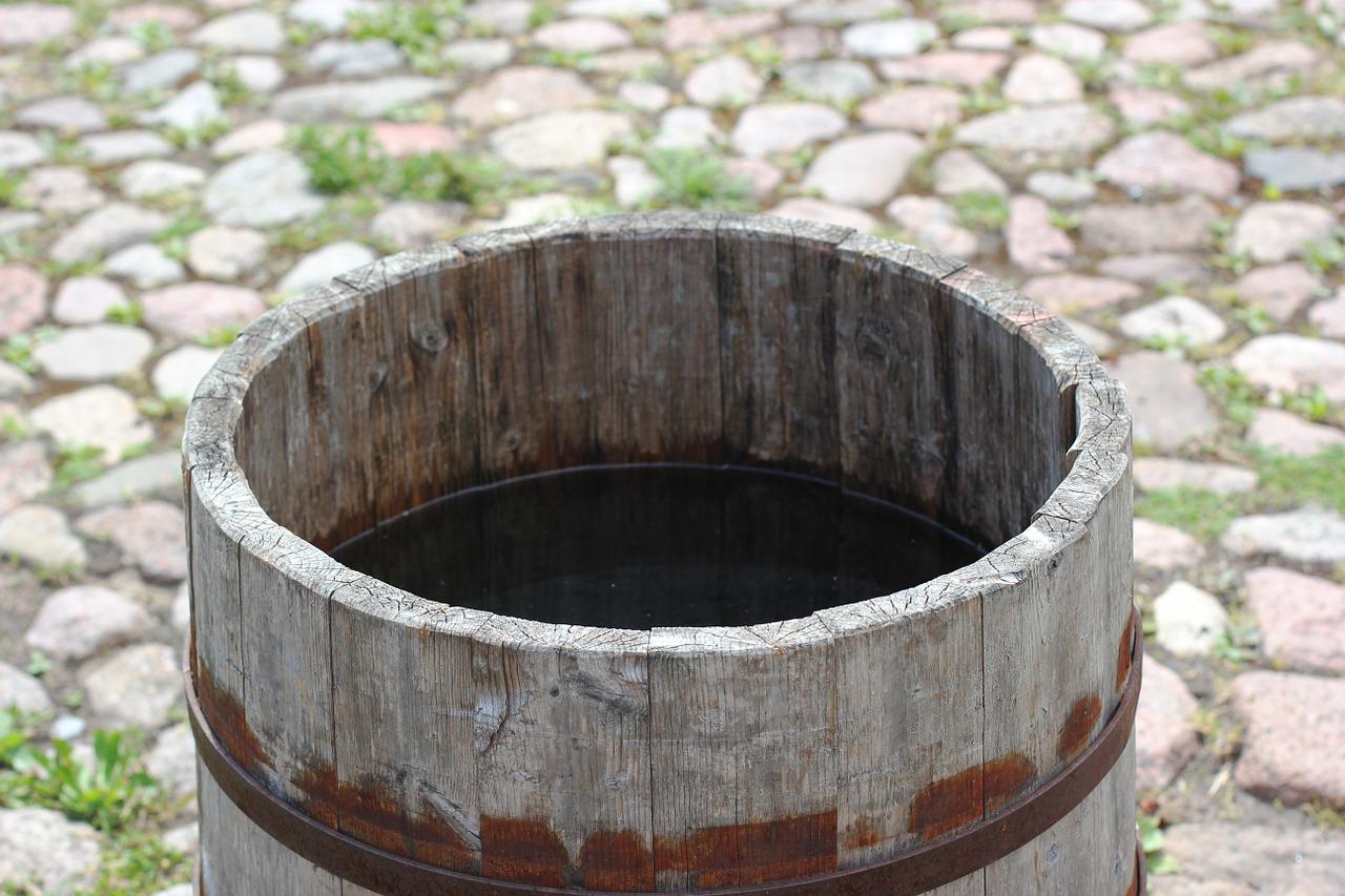 A homemade rain barrel
