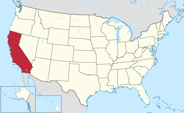 Map of the United States showing California