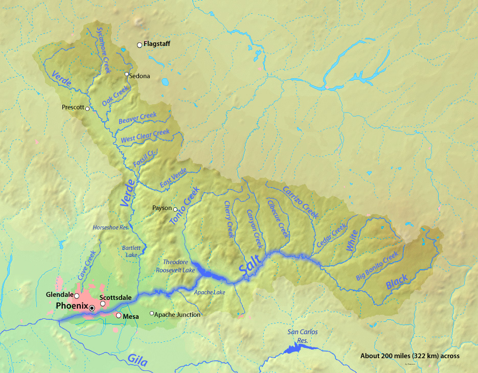 Map of the Salt River and tributaries