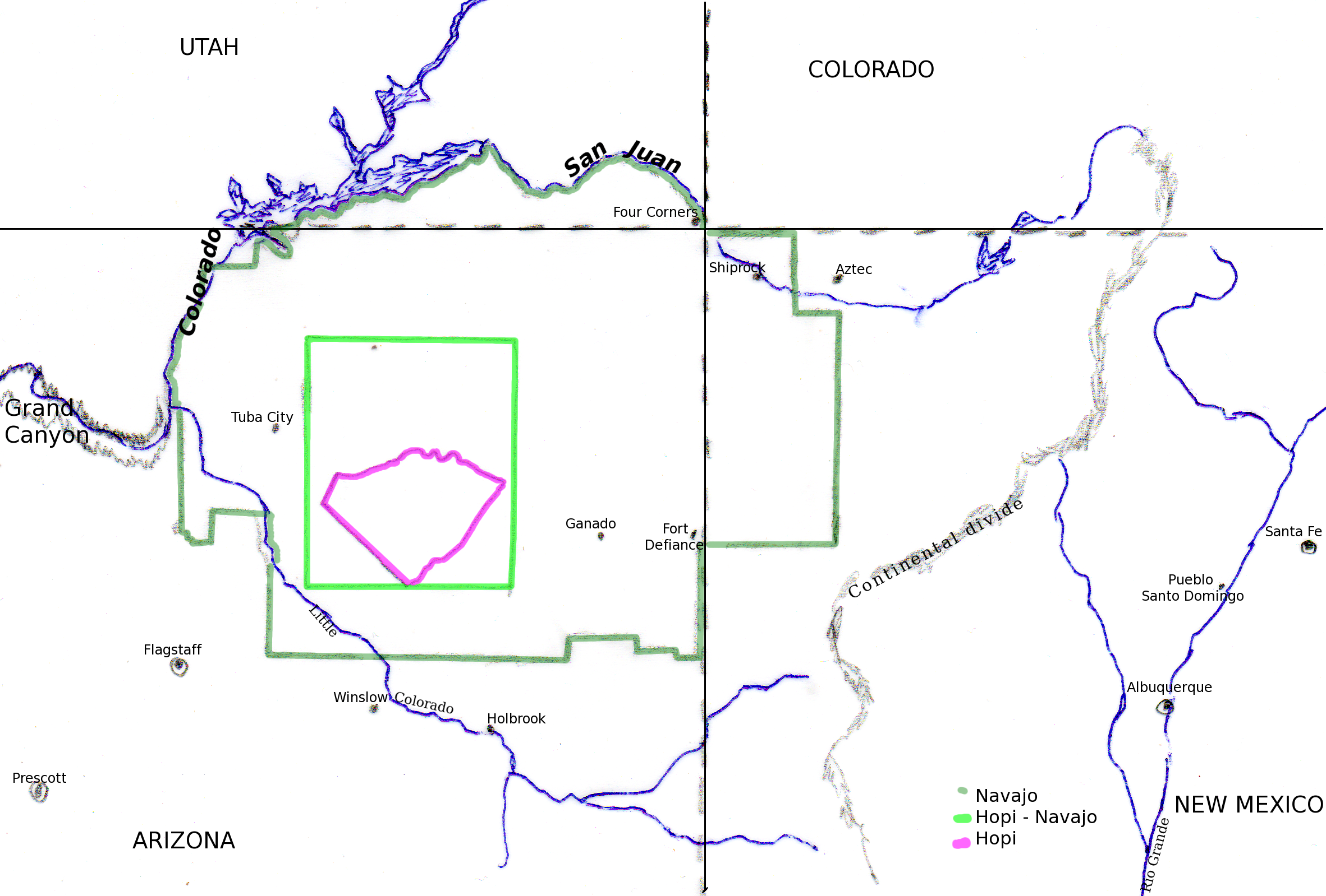 Map showing the Navajo and Hopi Reservations