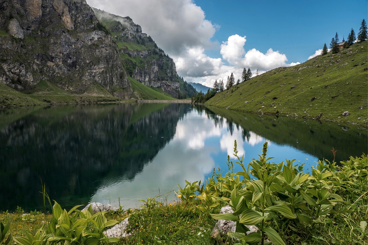 A mountain water reservoir