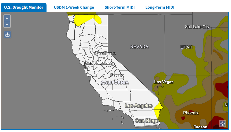 US Drought Monitor map of California