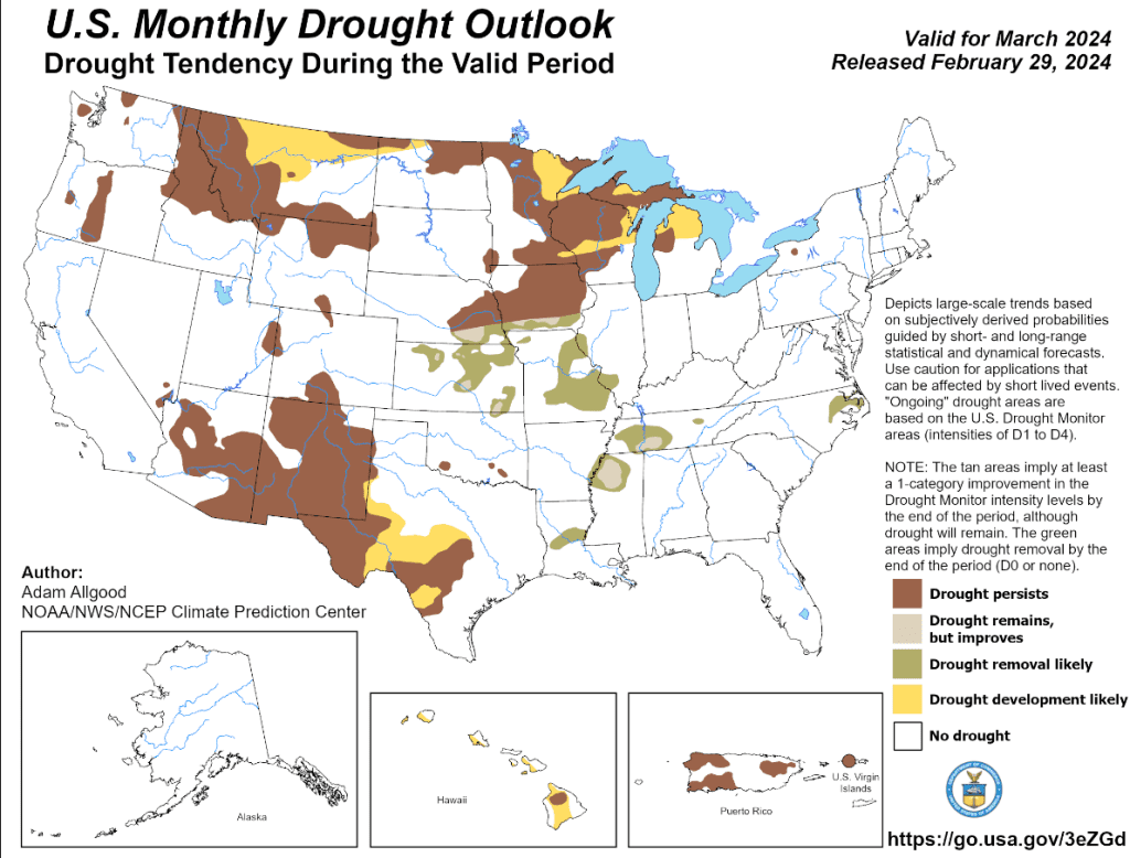 March 2024 drought outlook map