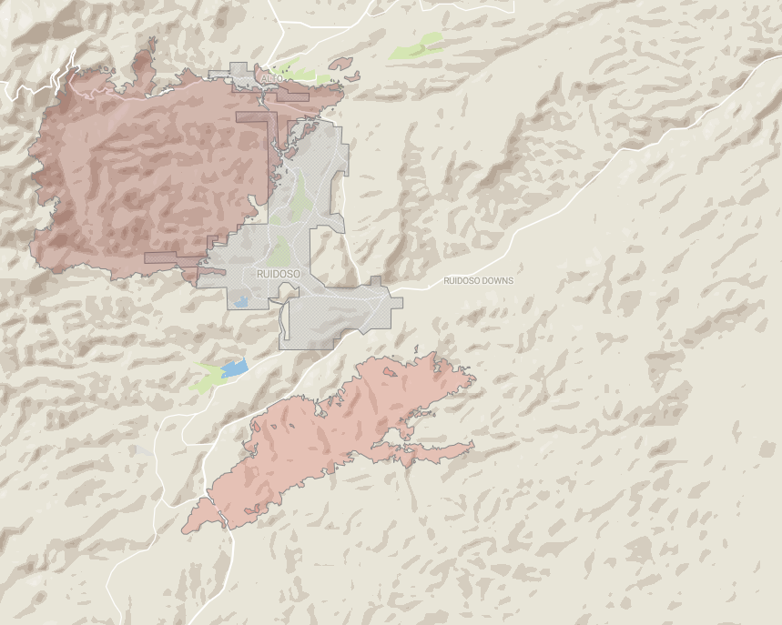 Ruidoso flood and fire map