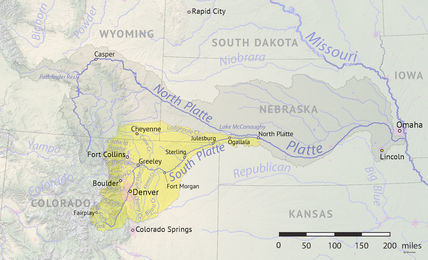 Map of the South Platte basin