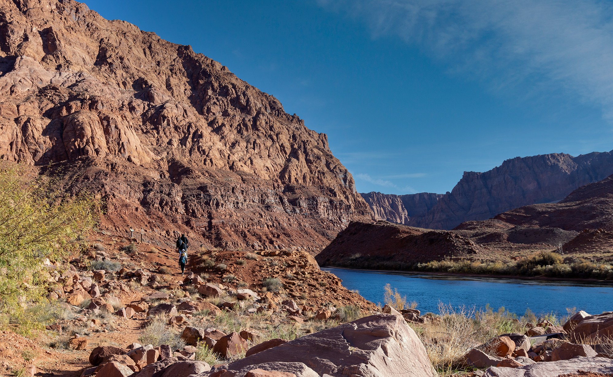 The Colorado River at Lee's Ferry, as seen on hiking trail