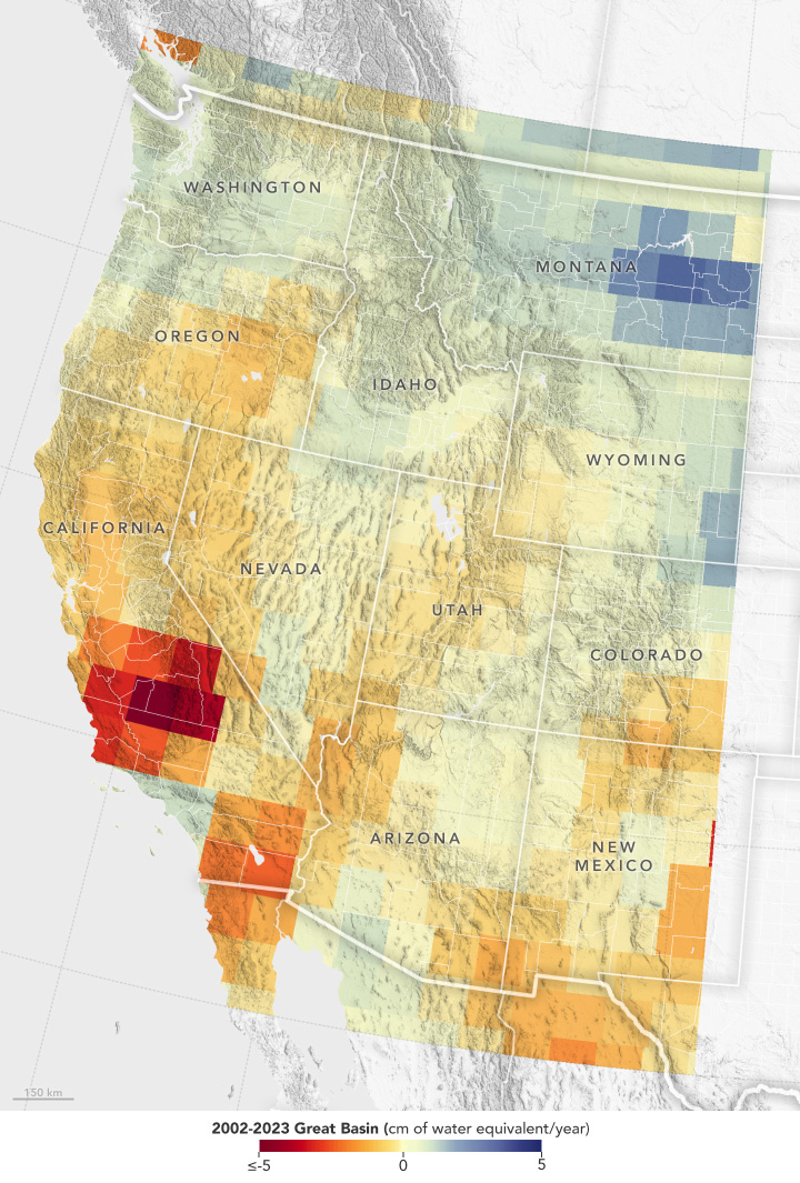 Groundwater depletion map of the southwestern states