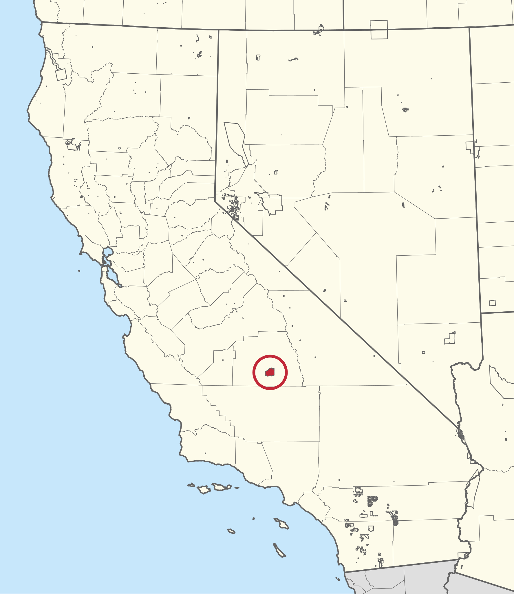 Location of the Tule River Reservation