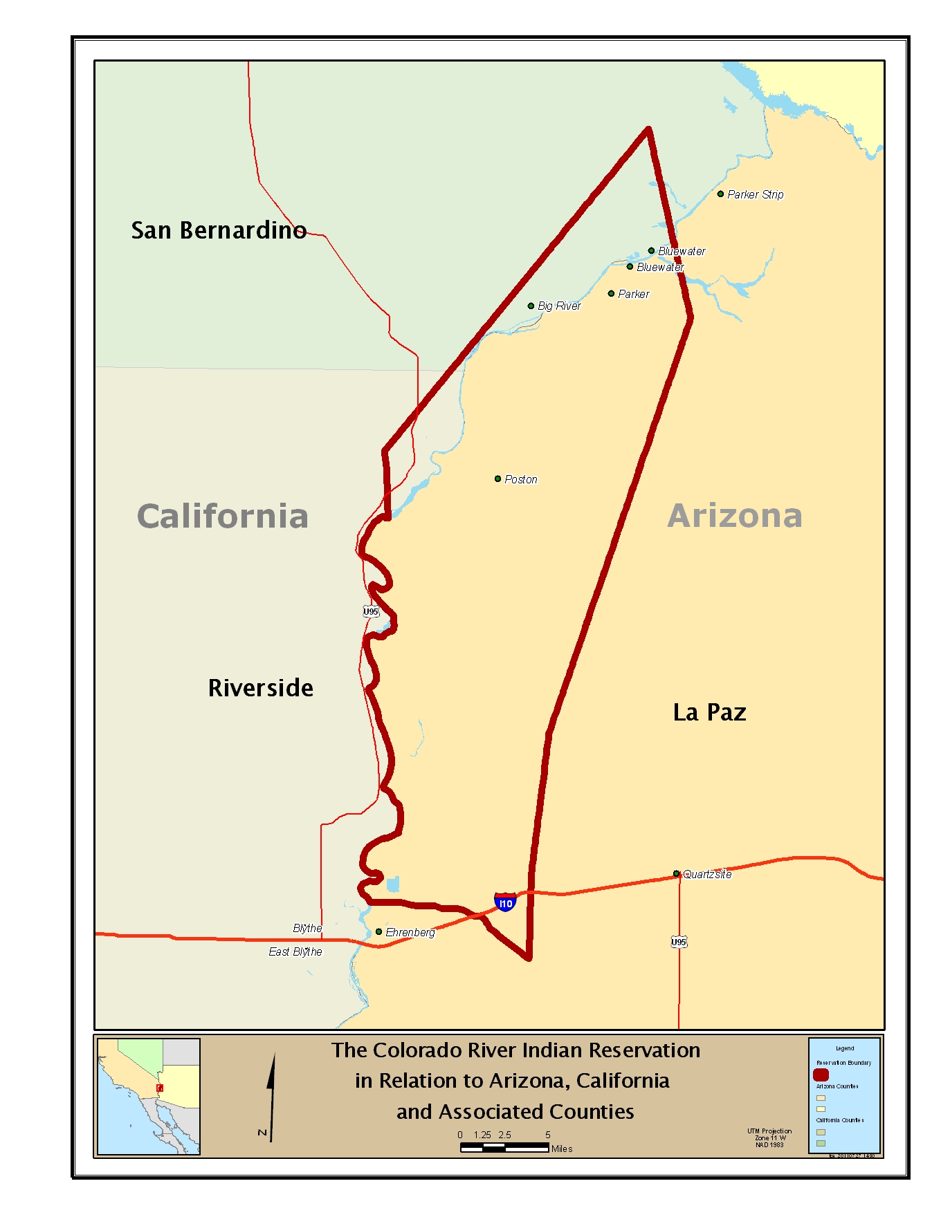 Location map for the Colorado River Tribes