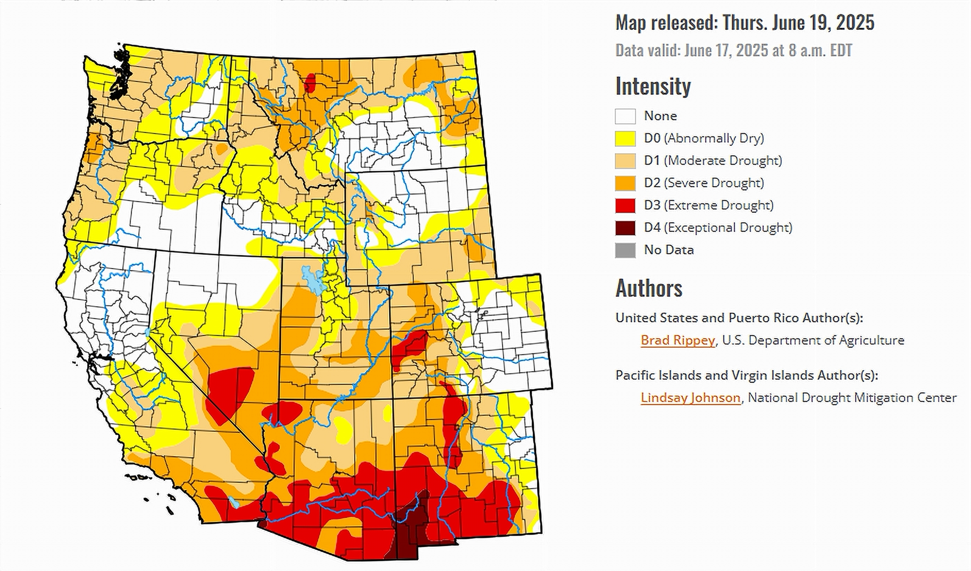U.S. Drought Monitor Map - Western region