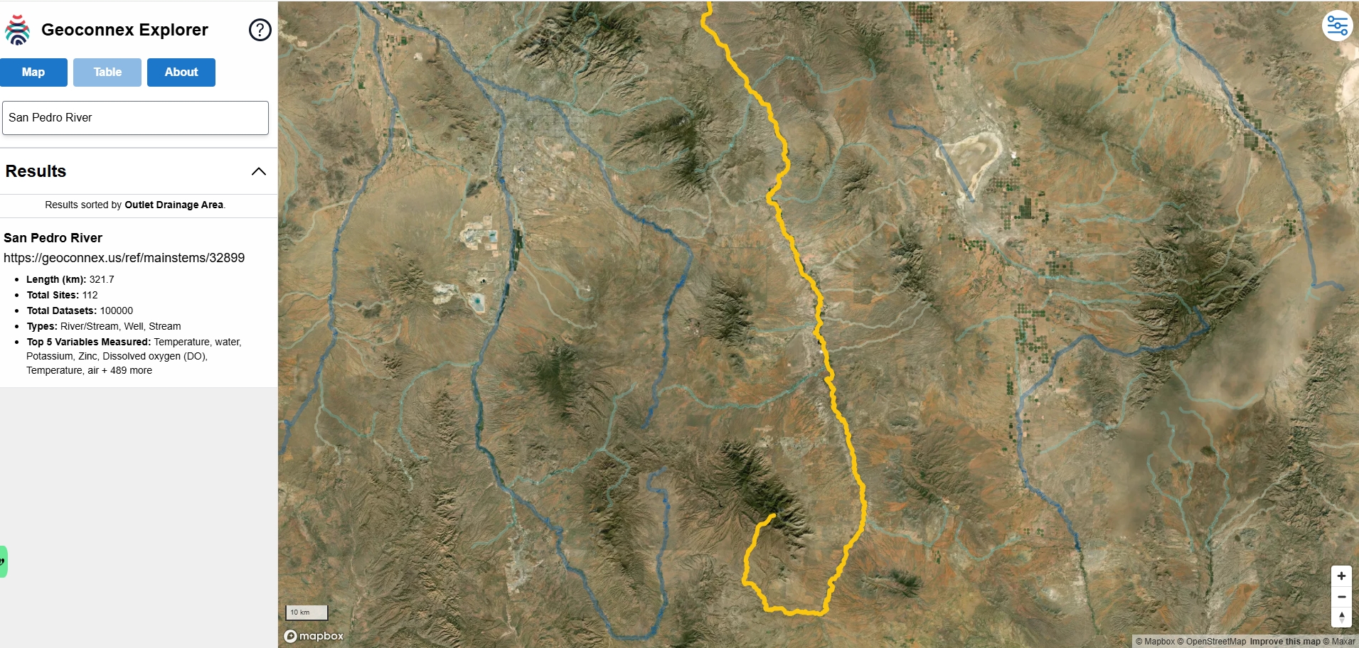 Screenshot of Geoconnex Explorer