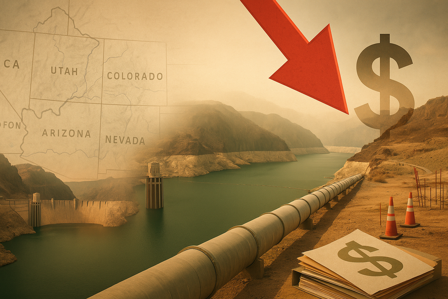 AI-generated image depicting trump's budget cuts to western water projects