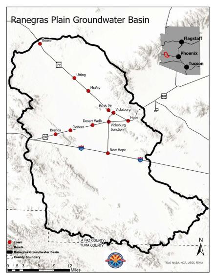 ADWR map of proposed Ranegras Plain Groundwater Basin AMA