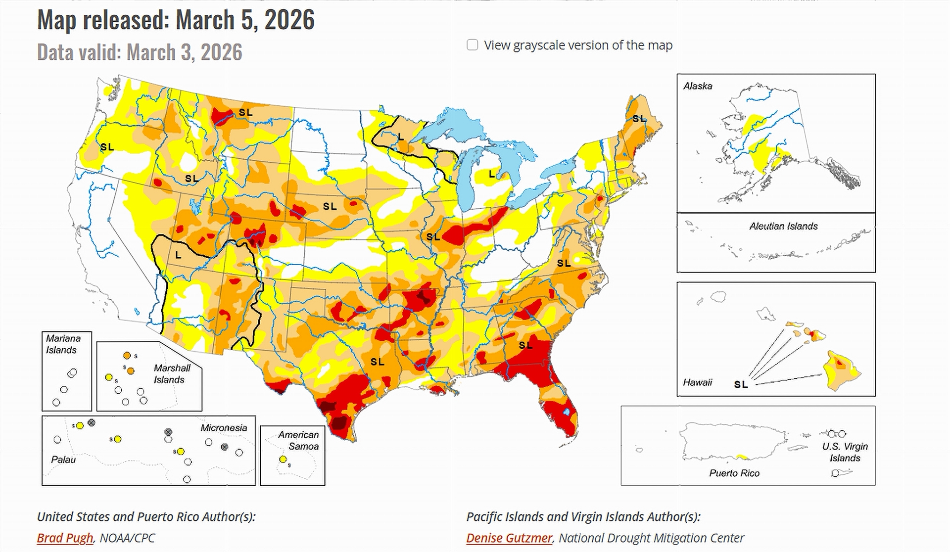U.S. Drought Monitor Map released March 5