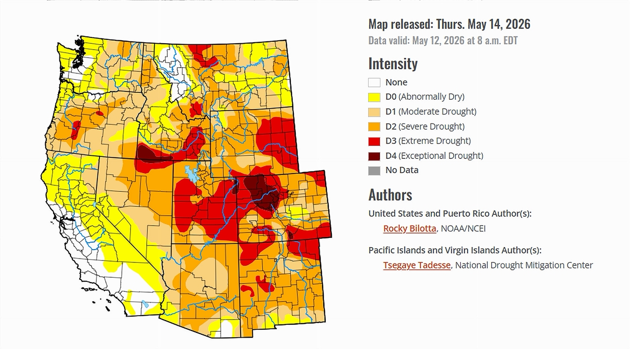 US Drought Monitor map released on May 14
