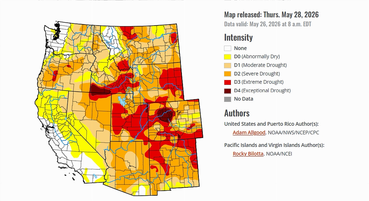 Drought monitor map of the west
