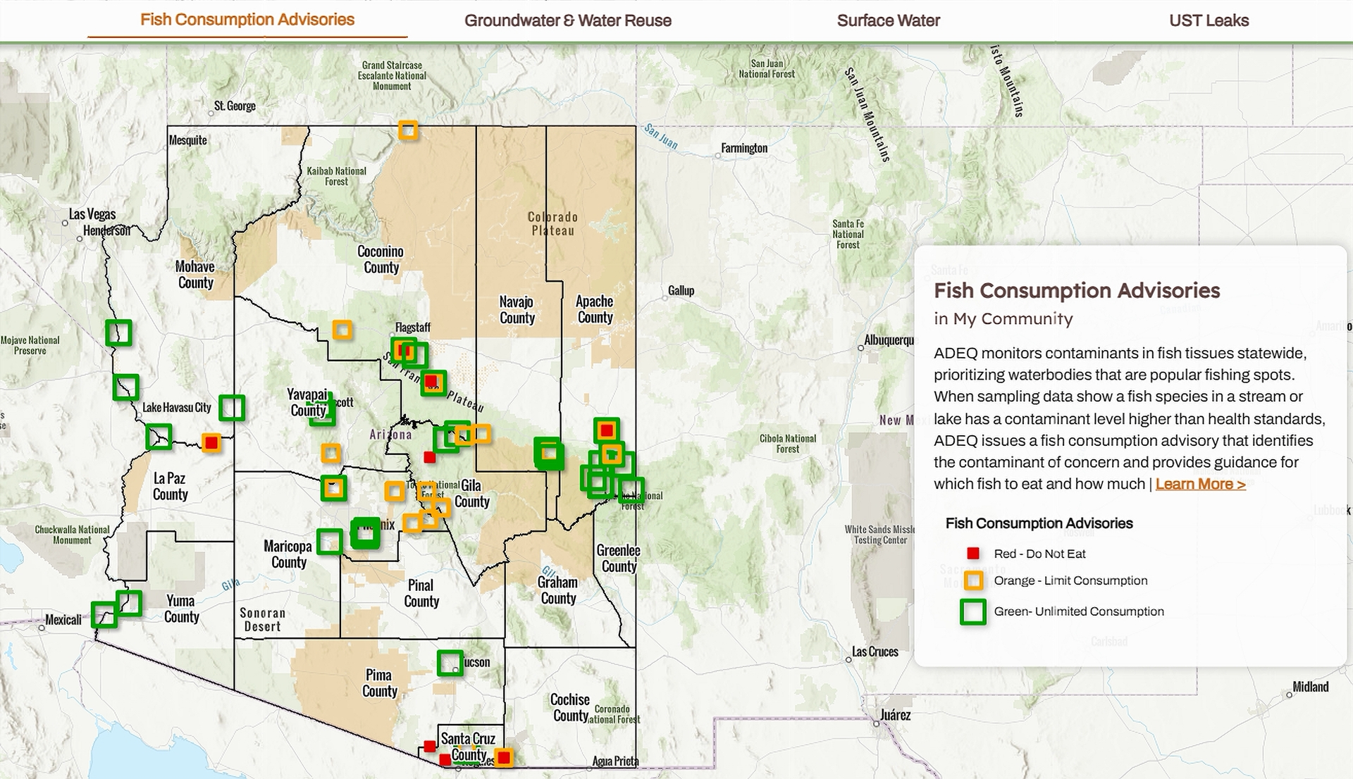 Arizona fish consumption advisories