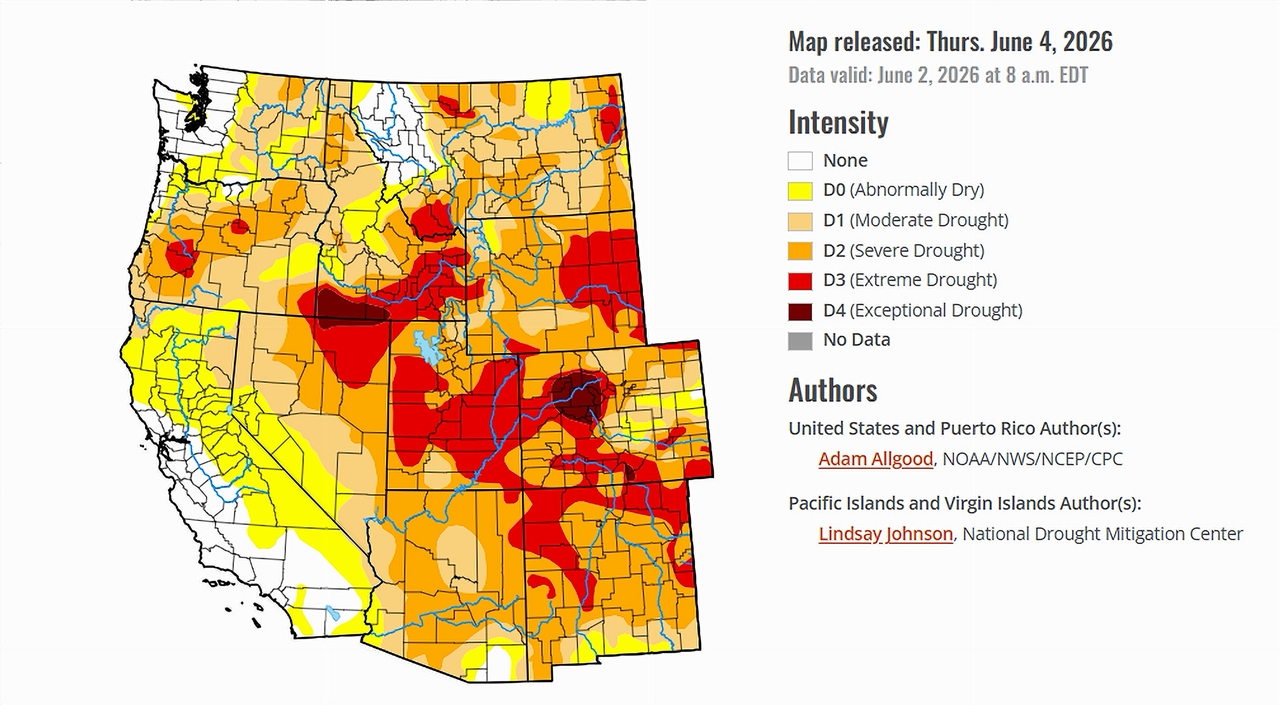 Drought Monitor Map issued on June 4, 2026