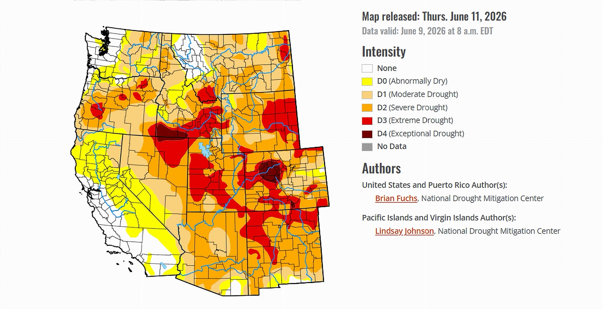 Drought Monitor Map of the West issued on June 11