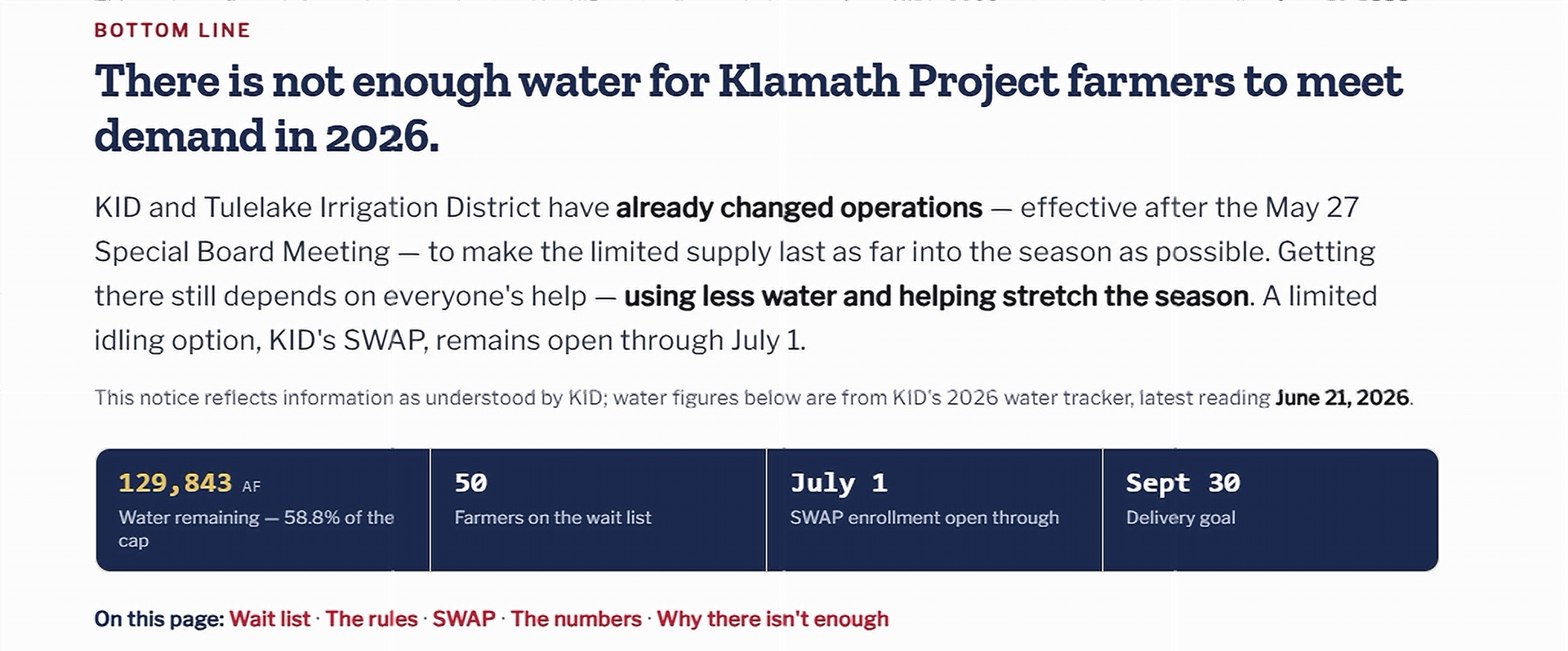 Klamath Irrigation District Notice