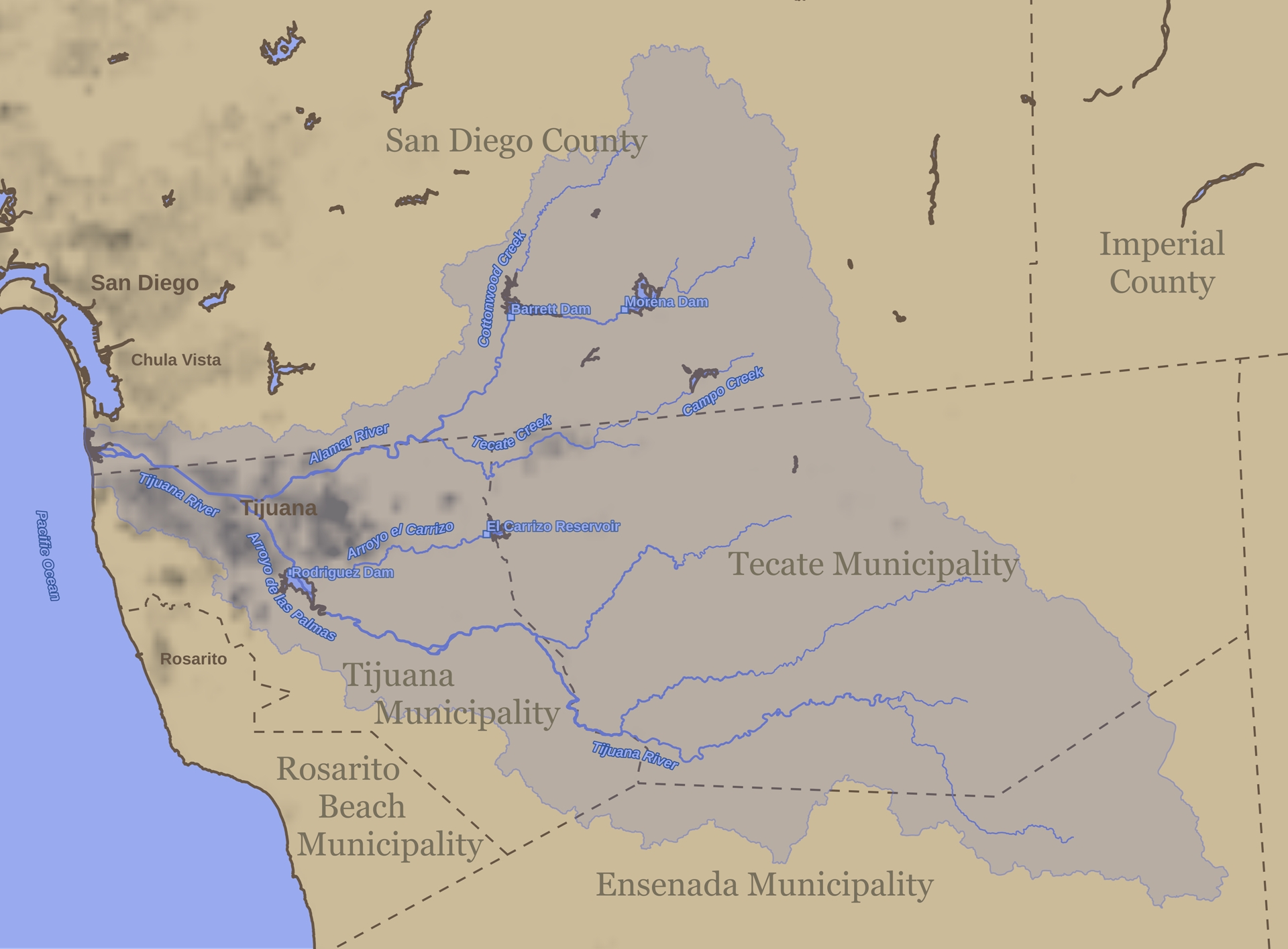 Tijuana River Basin map