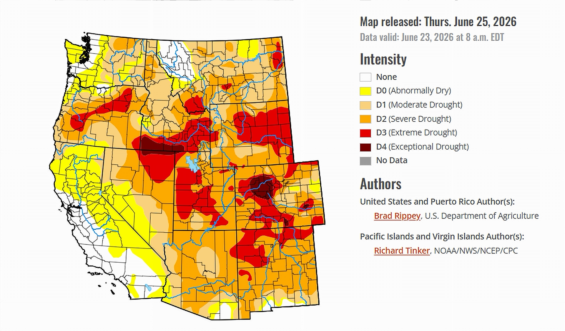 Drought Monitor Map from June 25, 2026