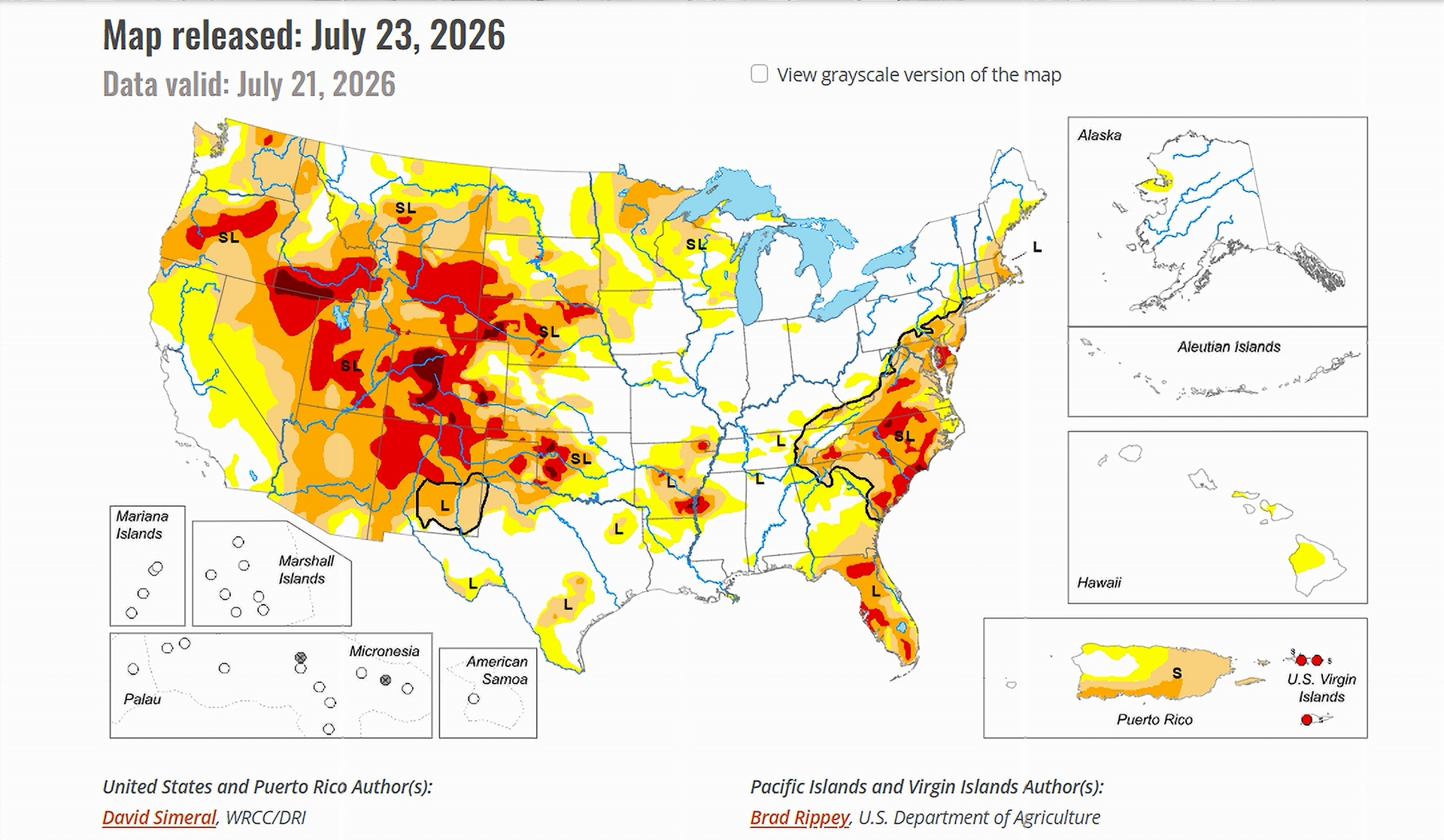 Drought Monitor Map for July 23, 2026