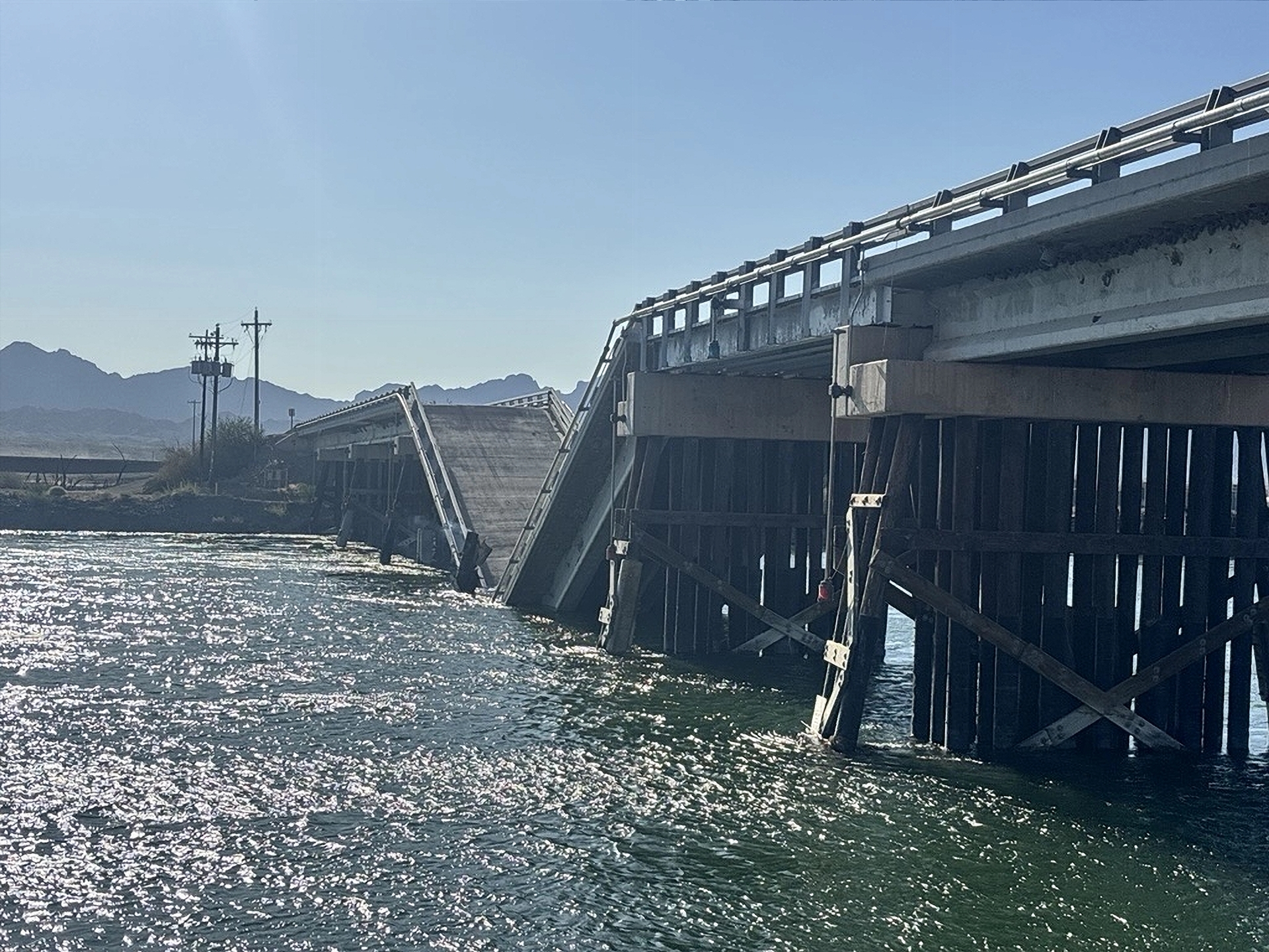The collapsed Cibola Bridge also known as Hart Mine Bridge