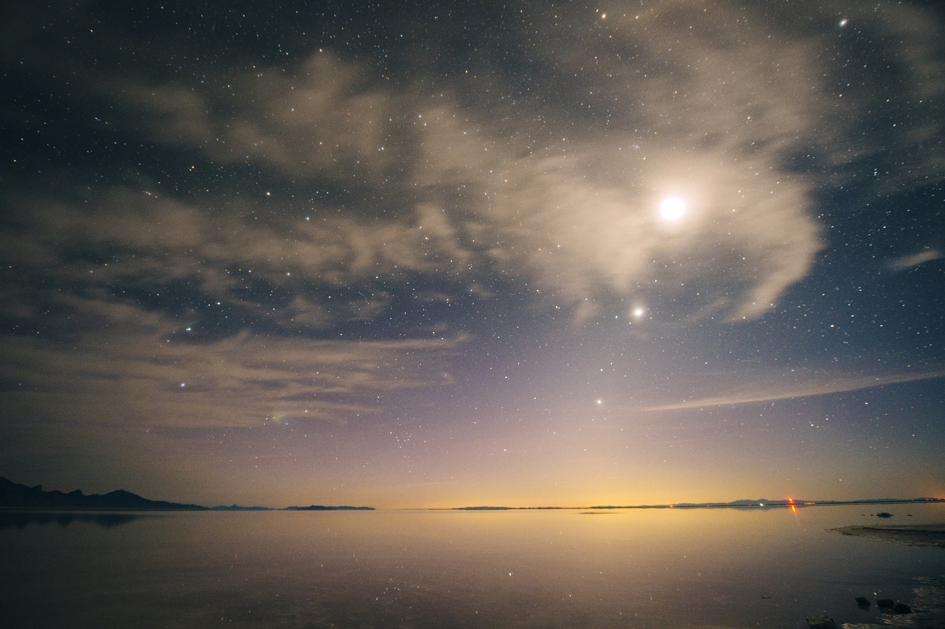 Night scene over Utah lake