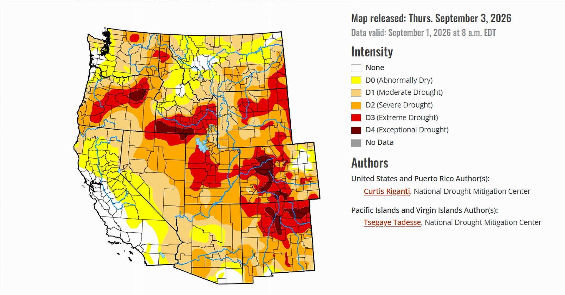 Drought monitor map released on September 3, 2026