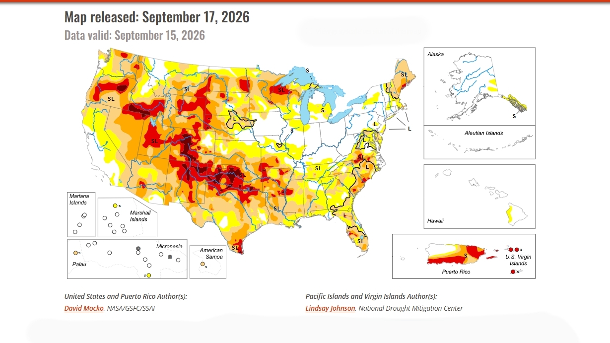 US Drought Monitor map released on September 17 2026