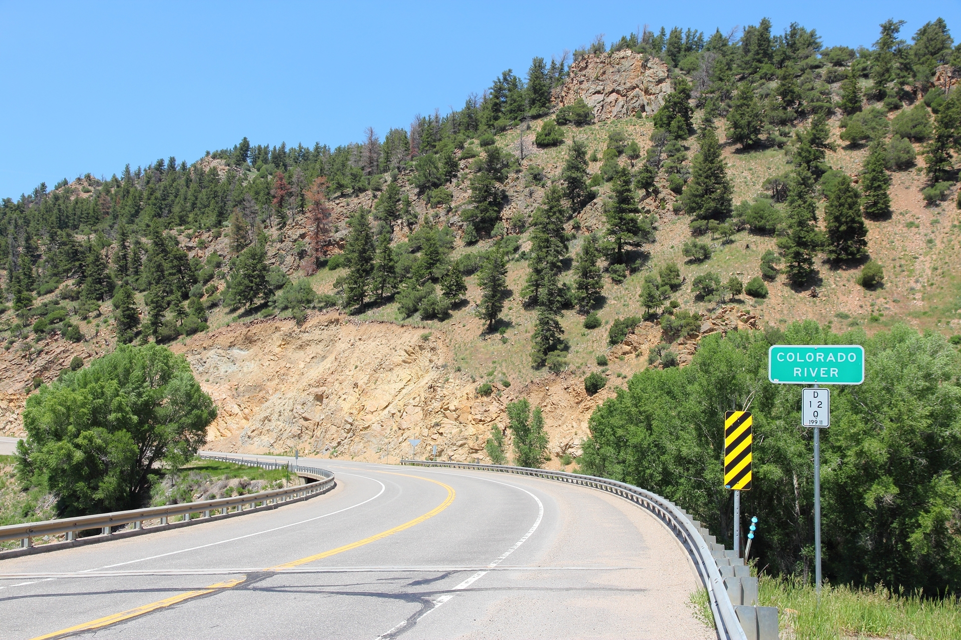 Road sign bridge over Colorado River