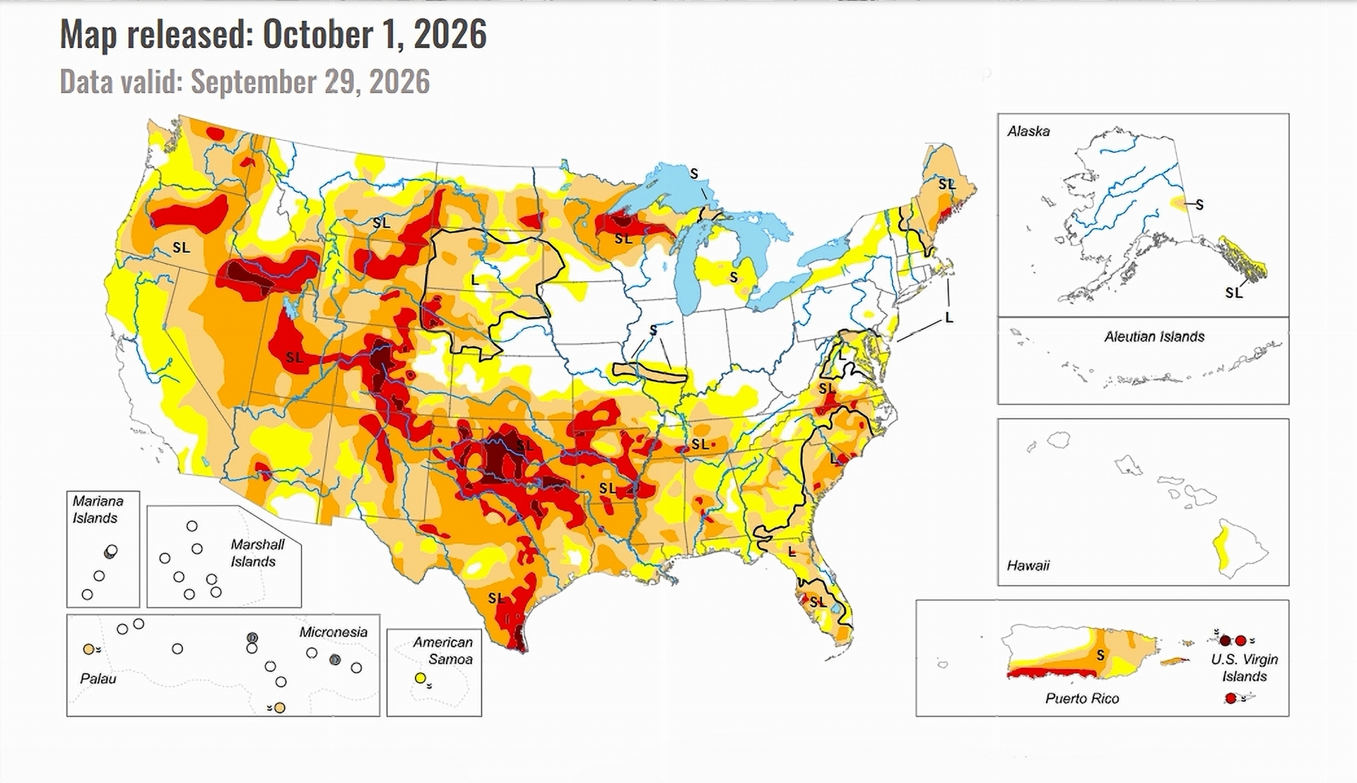 US Drought Monitor Map released October 1, 2026