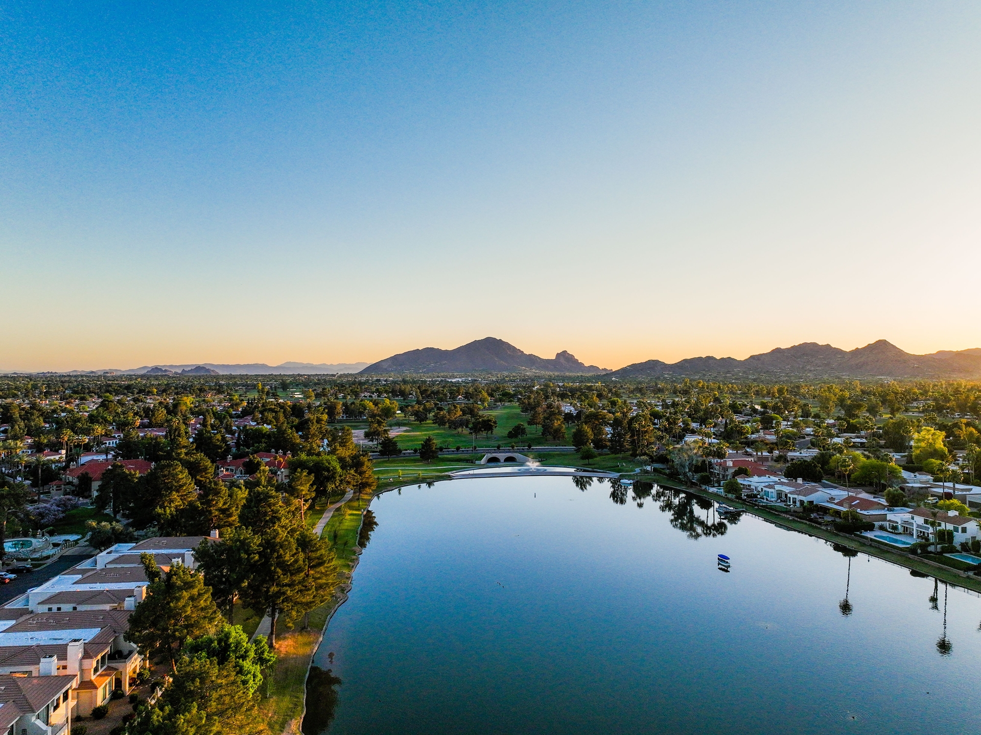 A manmade lake in Scottsdale, Arizona